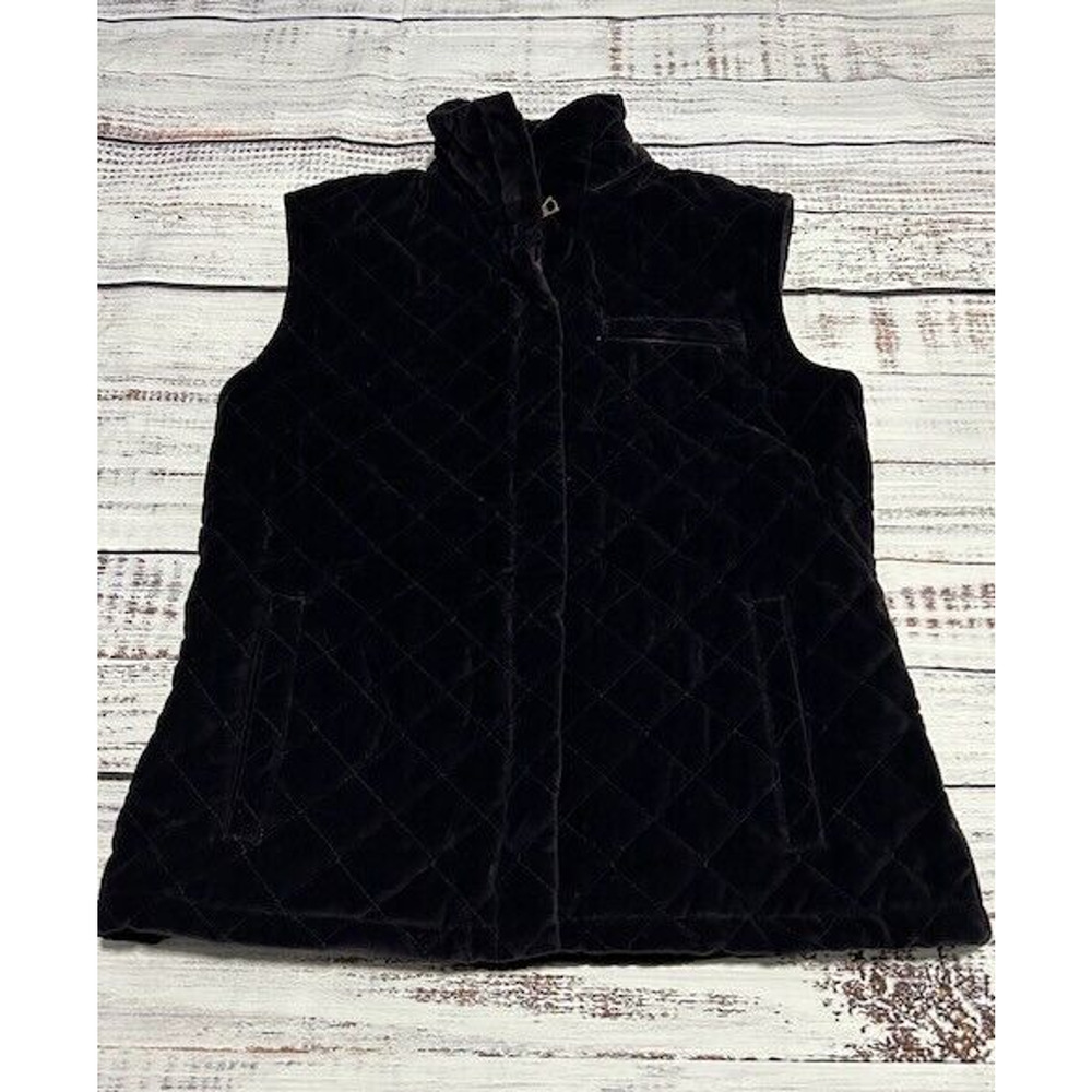 Ralph Lauren Puffer Vest Zip Up Velvety Quilted Insulated Lined Purple Size M?‎